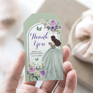 Boho Sage Lila Rozen Meisje 15 Años Dank je Cadeaulabel
