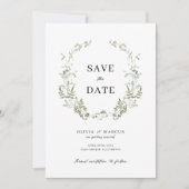 Boho Sage Loof Bruiloft Save the Date Uitnodiging (Voorkant)