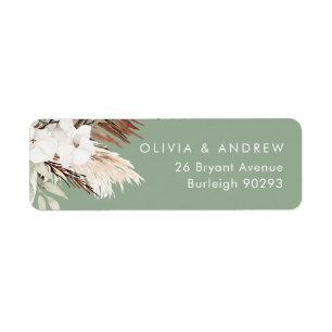 Boho Sage Modern Floral Bruiloft Retouradres Etiket