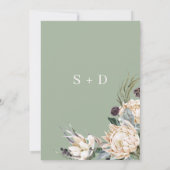 Boho Sage Witte Protea Pampas Gras Bruiloft Kaart (Achterkant)