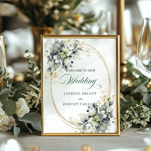 Boho Salie Groene Loof Tabletop Trouw Welkom Poster