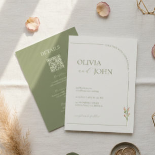 Boho Saliegroene & Linnen Minimalist met Details & Kaart