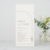 Boho Saliegroene & Linnen Minimalistische Boog Bru Programma (Staand voorkant)