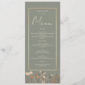 Boho Saliegroene Trouwdag Menu (Voorkant)