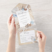 Boho Sand Tan Beach Rustic Dinner All In One Uitnodiging (Afscheurbaar)