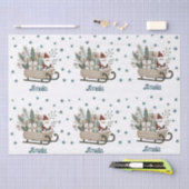 Boho Santa op slee met cadeaus Sneeuwvlokken Naam Tissuepapier (Craft)