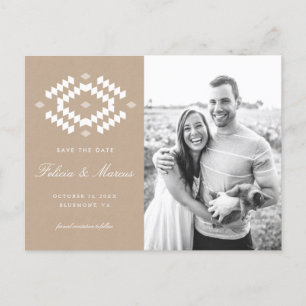 Boho Save the Date Briefkaart, Kraft Aankondigingskaart