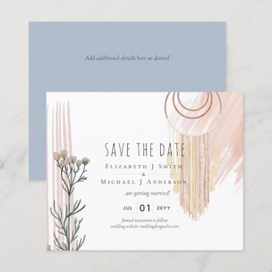 Boho Save the Date Dream Catcher Themcher (Voorkant / Achterkant)