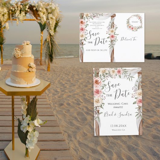 Boho Save the Date - Elegante Boheemse Bloemen Aankondigingskaart