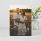 Boho Save the Date, Photo Minimalist Save the Date Kaart (Staand voorkant)