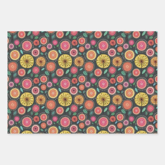 Boho Scandi folk bloem patroon Wrapping Paper (Voorkant 3)