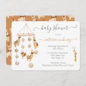 Boho Scandi Llama Mobile Baby shower Invitation Kaart (Voorkant / Achterkant)