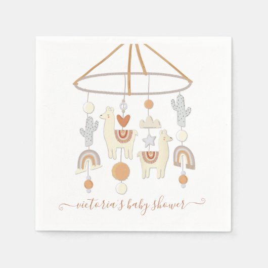 Boho Scandi Mobiel Baby shower Servetten (Voorkant)