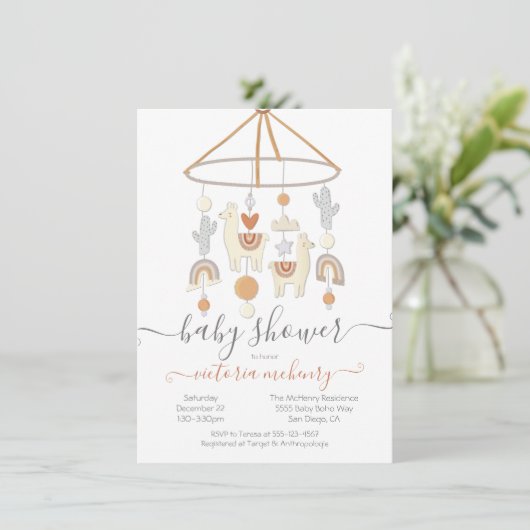 Boho Scandi Mobile Baby shower Kaart (Staand voorkant)