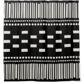 Boho Scandinavian Lines Black White Douchegordijn (Voorkant)