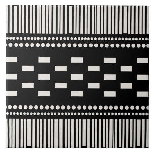 Boho Scandinavian Lines Black White Tegeltje (Voorkant)