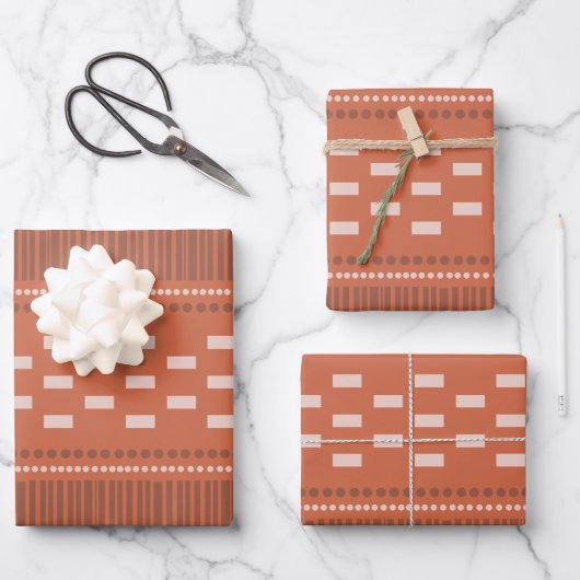 Boho Scandinavian Lines Stippen Rust Inpakpapier Vel (Voorkant)
