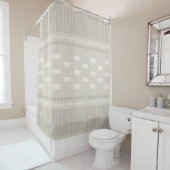 Boho Scandinavian Lines Stippen Taupe Douchegordijn (In situ)