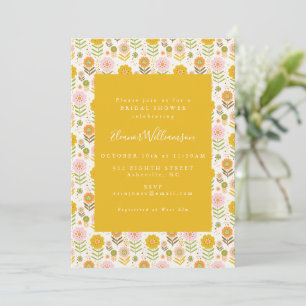 Boho Scandinavian Yellow Flowers Vrijgezellenfeest Kaart