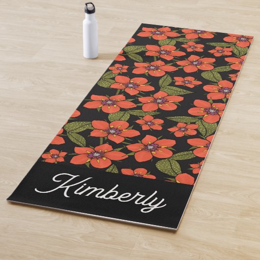 Boho Scarlet Pimpernel Custom Name Yoga Mat (In situ)