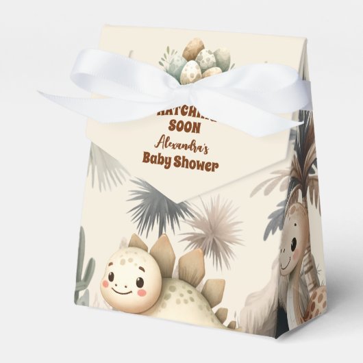 Boho Schattige Hatching Soon Dinosaur Baby shower Bedankdoosjes (Voorkant Zijde)