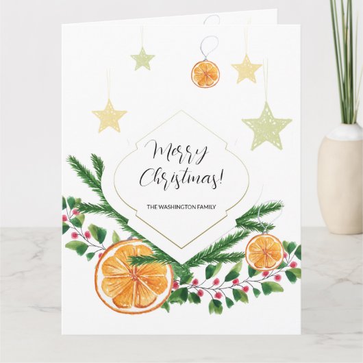 Boho Schattige Patroon Winter Citrus Kaart (Voorkant)