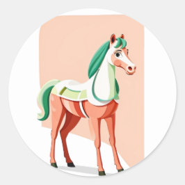 Boho Schattige Pony Design Minimalistisch Paard Ronde Sticker