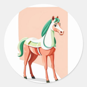 Boho Schattige Pony Design Minimalistisch Paard Ronde Sticker