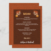 Boho Schattige terracotta roest verbrand Sinaasap Menu (Voorkant / Achterkant)