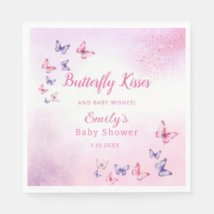 Boho Schattige Vlinder Waterverf Meisje baby showe Servet