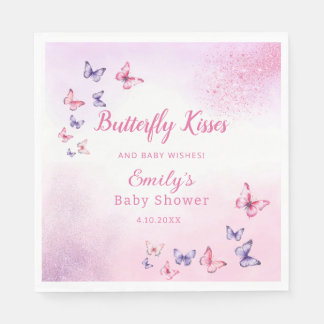 Boho Schattige Vlinder Waterverf Meisje baby showe Servet
