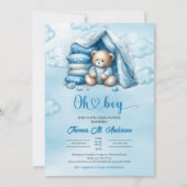 Boho schattige waterverf bruine teddybeer in een t kaart (Voorkant)