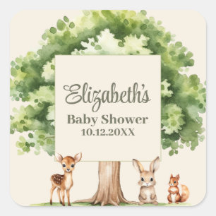 Boho Schattige Woodland Animals Baby shower Vierkante Sticker