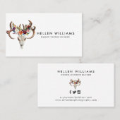 Boho schedel en bloemen visitekaartje (Voorkant / Achterkant)