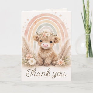 Boho Schotse Hooglanders Regenboog Baby Shower Bla Bedankkaart