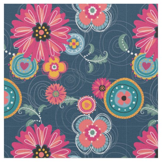 Boho Scribble Print Fabric Stof (Close Up)