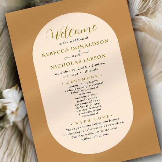 Boho Script Calligraphy Wedding Program