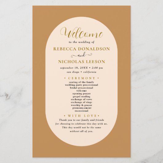 Boho Script Calligraphy Wedding Programme (Devant)