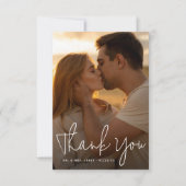 Boho Script & Classic Typografie Foto Bruiloft Bedankkaart (Voorkant)