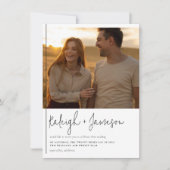 Boho Script & Classic Typography 2 Photos Wedding Kaart (Voorkant)