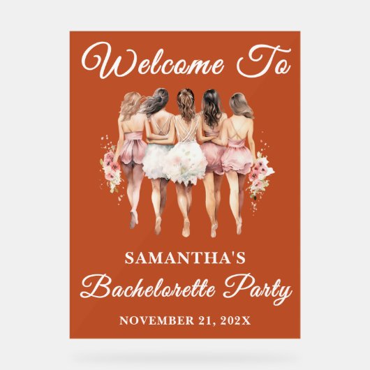 Boho Script Fall Bacheloro Party Bienvenue (Recto)