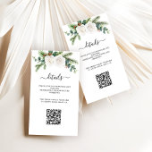 Boho Script Greenery Wedding Reception QR Code Notitiekaartje