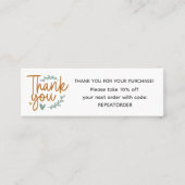 Boho script handwriting thank you logo mini visitekaartje (Voorkant)