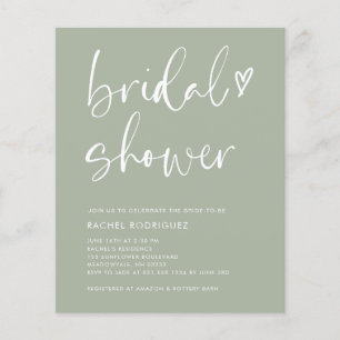 Boho Script Heart Sage Green Vrijgezellenfeest nod Flyer