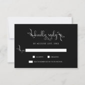 Boho Script Mariage noir Kindly Replay Cartes RSVP (Devant)