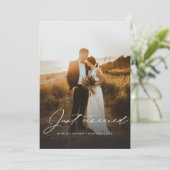 Boho Script Net gehuwde Elopement Weddenfoto Aankondiging (Staand voorkant)