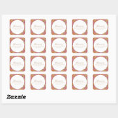 Boho Script Oker Roze Bloemige Bruidsdouche Custom Vierkante Sticker (Vel)