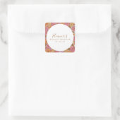 Boho Script Oker Roze Bloemige Bruidsdouche Custom Vierkante Sticker (Tas)
