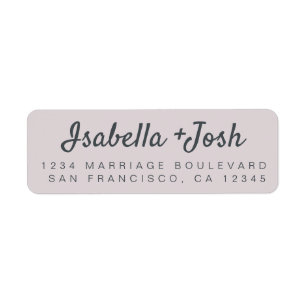 Boho Script Pastel Paarse Trouwdatum Retouradres Etiket