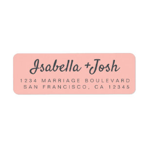 Boho Script Pastel Roze Huwelijk Retouradres Etiket